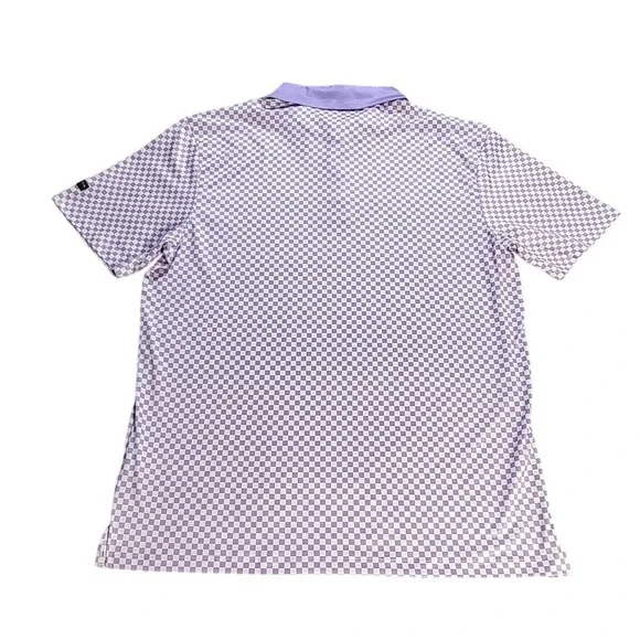 YATTA Golf Polo Shirt Mens Large Purple‎ Checkered Short Sleeve Collared - Picture 2 of 6